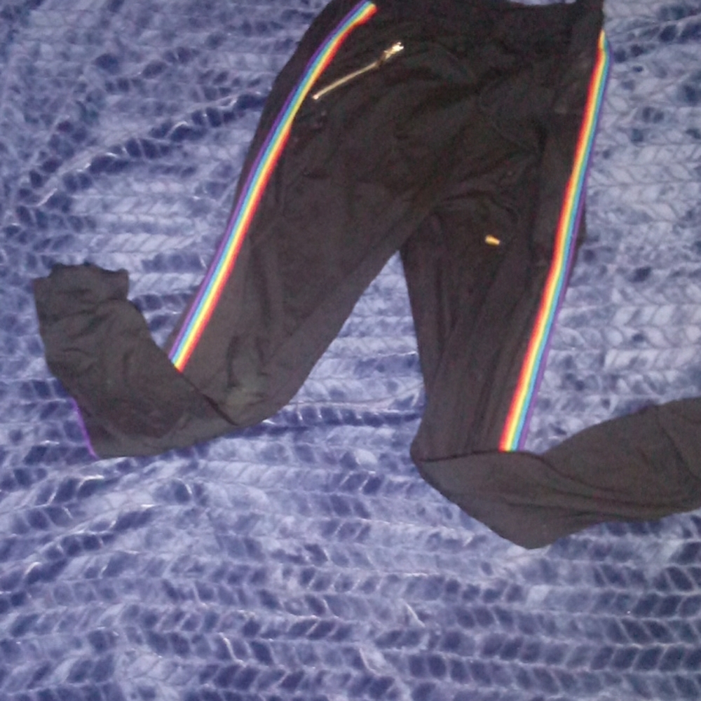 Black pant with rainbow sides